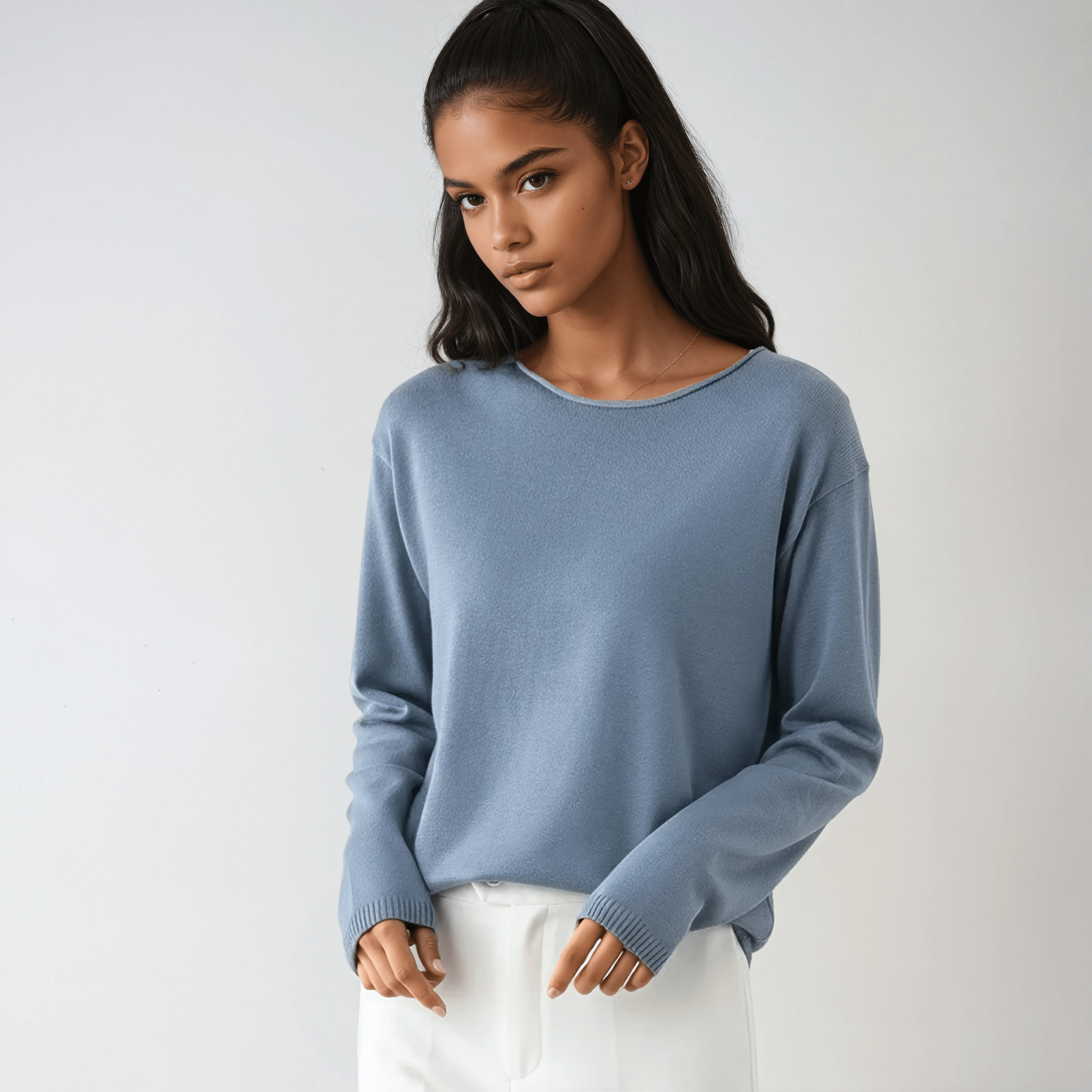 Damski sweter z okrągłym dekoltem