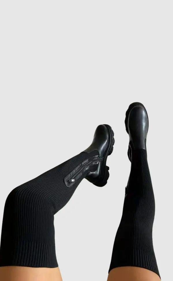 Dzianinowe botki z elastyczną cholewką