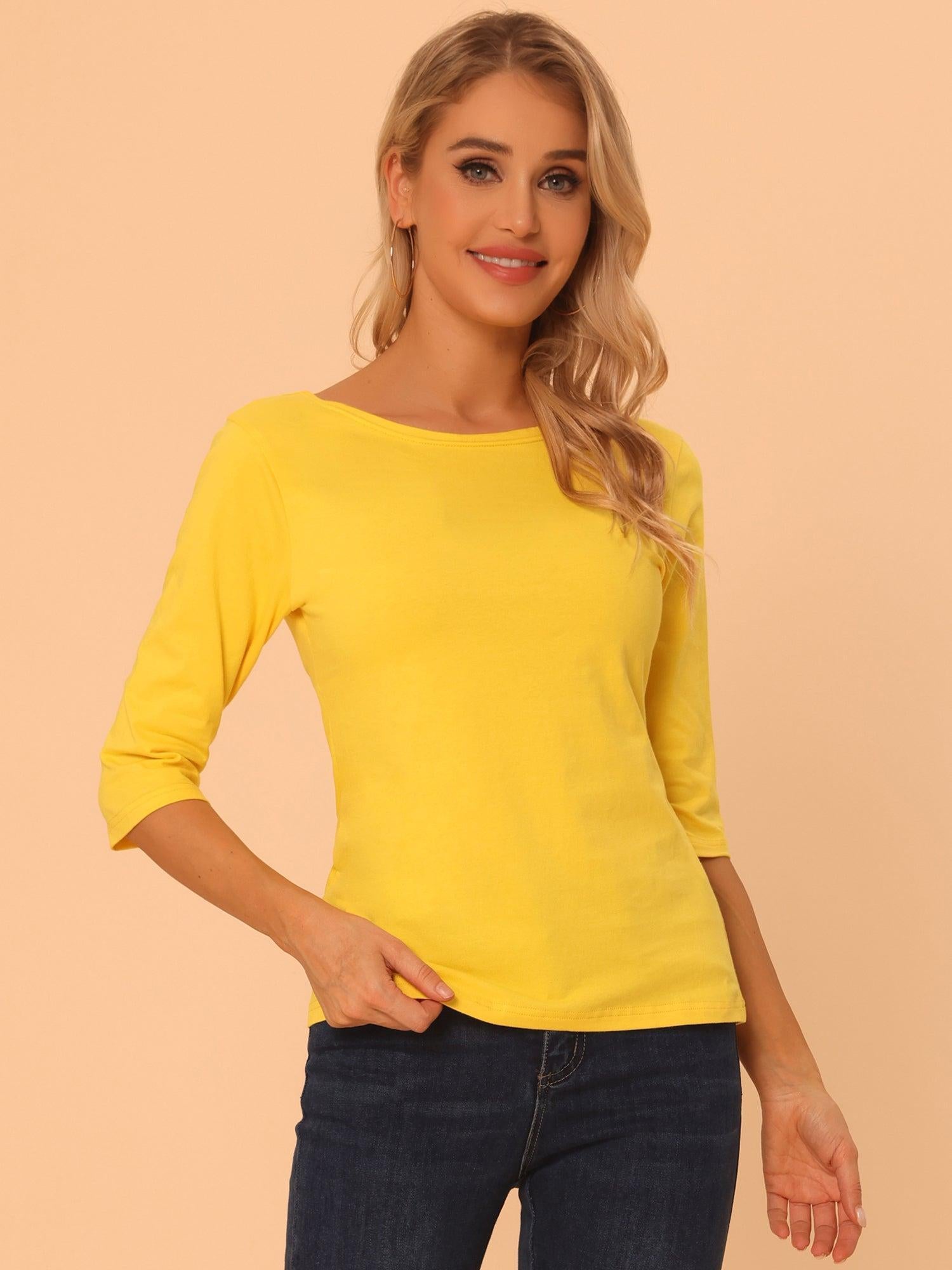 Koszula Lina damska | Okrągły dekolt i rękawy 3/4