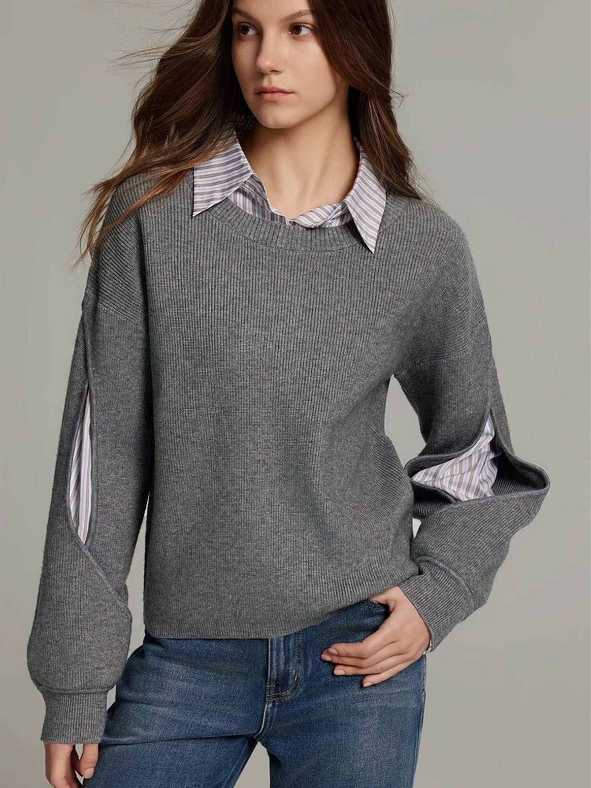 Aniela | Sweter damski dzianinowy oversize - view 6