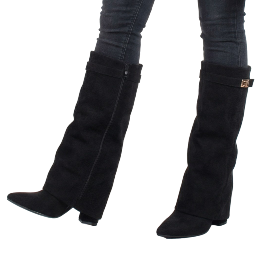 Botki z materiału o zamszowej strukturze