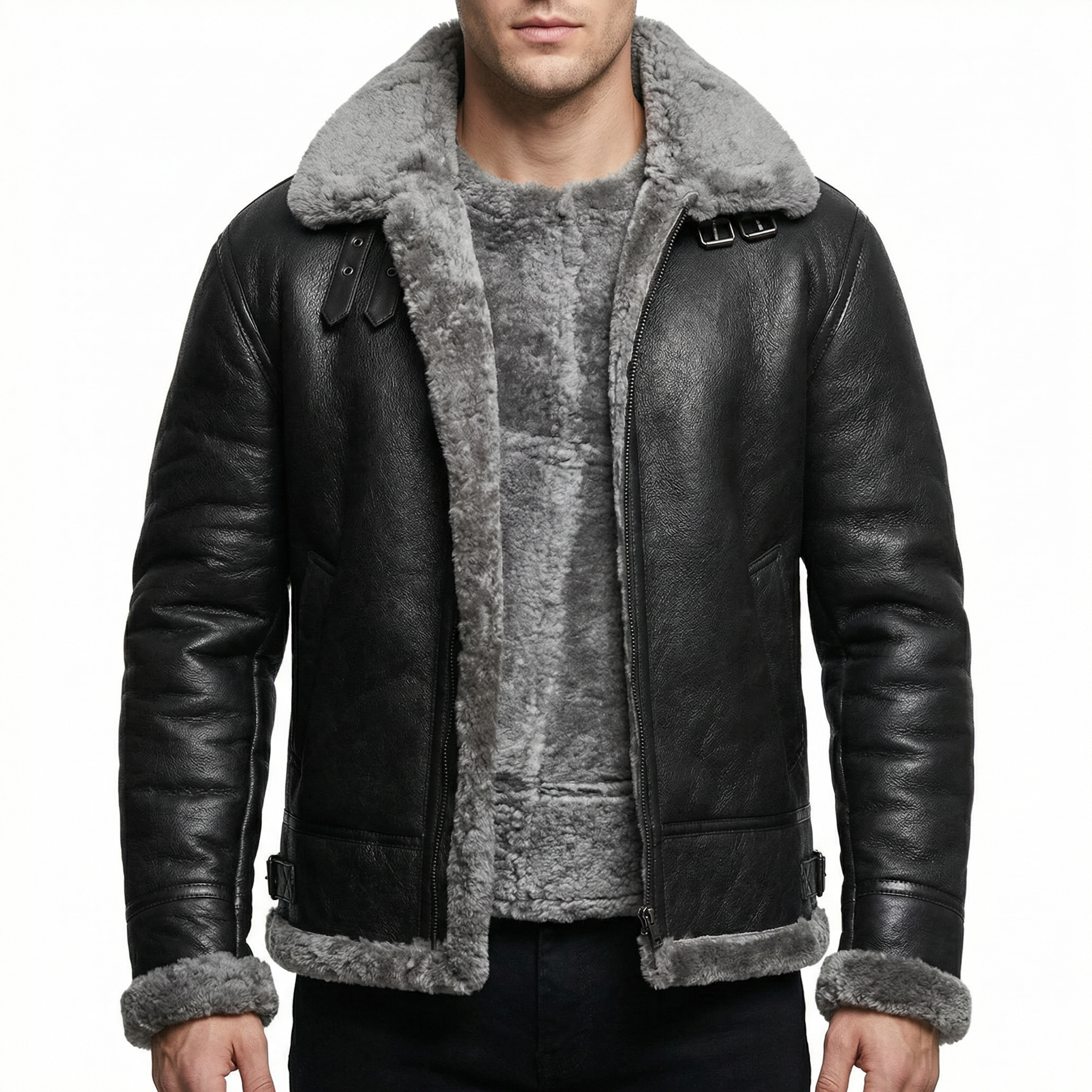 Męska kurtka lotnicza z podszewką sherpa