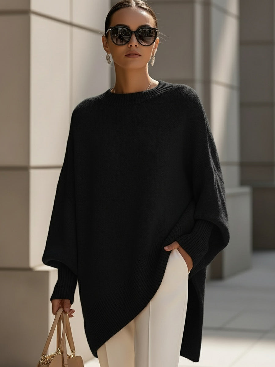 Lena | Sweter damski oversize wełniany - Czarny
