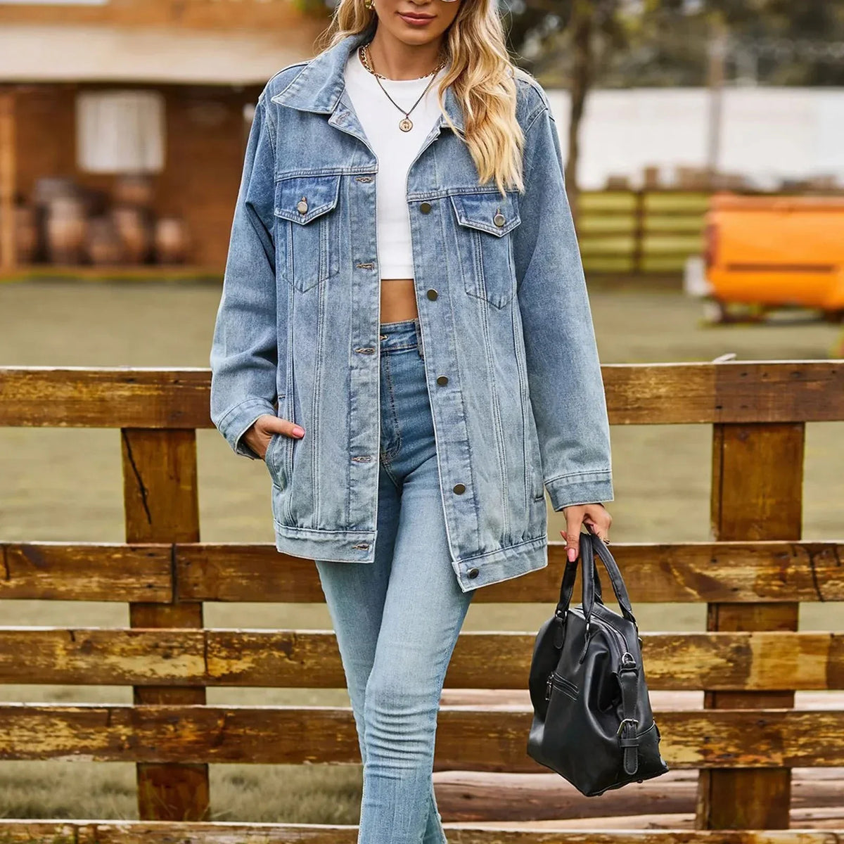 Pola | Genowefa | Kurtka jeansowa damska oversize - view 4