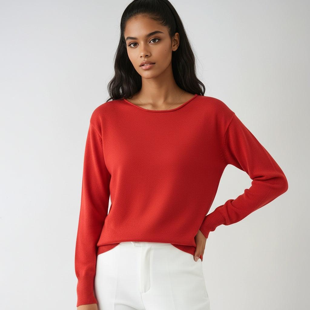 Damski sweter z okrągłym dekoltem