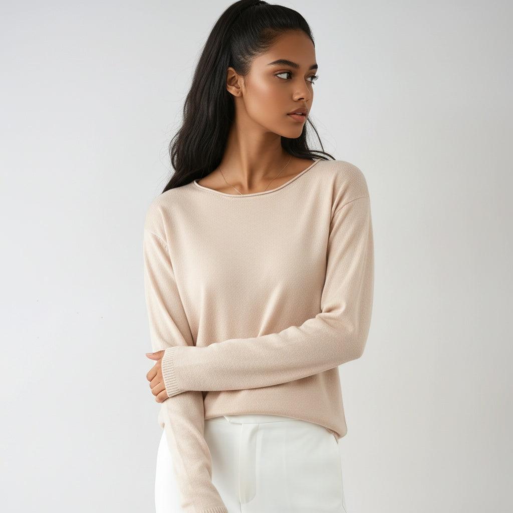 Damski sweter z okrągłym dekoltem