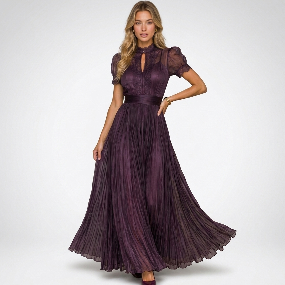 Danuta | Sukienka maxi elegancka z koronką - zdjęcie 2