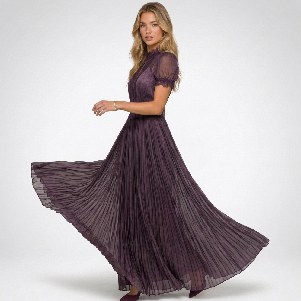 Danuta | Sukienka maxi elegancka z koronką - zdjęcie 5