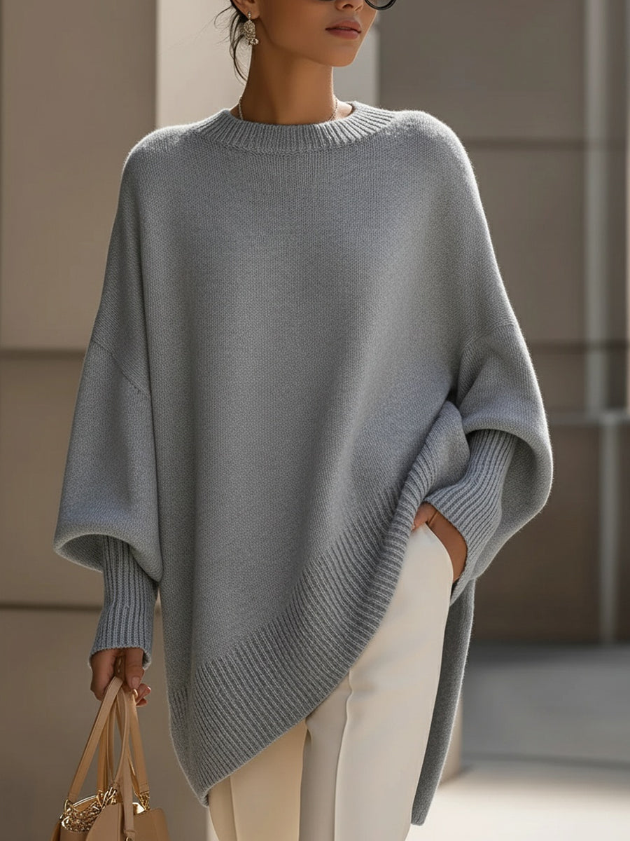 Lena | Sweter damski oversize wełniany - Szary