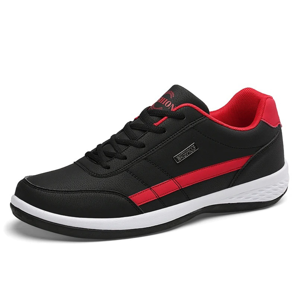 Wojciech | Sneakersy męskie skórzane sznurowane - Czarny